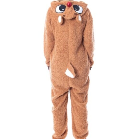 Rudolph The Red-Nosed Reindeer Adult Faux Fleece One Piece Pajama - Picture 4 of 4
